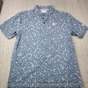 Linksoul Polo Shirt Mens XL Blue Floral Lightweight Jersey Golf Short Sleeve
